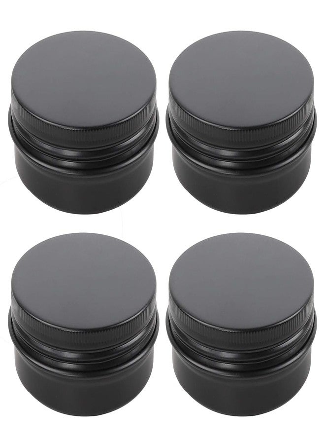 STORE 2508 4 Pcs Small Tin Cans, Round Tin Box Containers with Screw Lid, Empty Metal Travel Container Tin Jars for Make Up, Candles, Medicines, Jewellery 8.3x2.8 Cm (Black) - Image 1