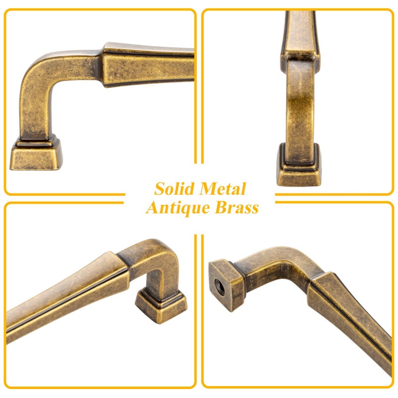 BEROSSA 10 Pack 5 Inch Antique Brass Cabinet Pulls Vintage Brass Cabinet Handles Brass Drawer Pulls 3175 Cabinet Hardware for Kitchen Cabinets Drawers Bedroom Dresser Bathroom Vanity - Image 4