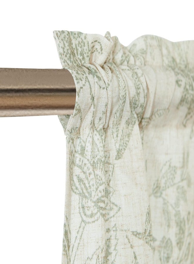 لازي ستارة Lazzzy Kitchen Linen Floral Farmhouse Valance لغرفة المعيشة والحمام وغرفة النوم - ستائر نوافذ ريفية، ستائر صغيرة للنوافذ، جيب للعمود مقاس 16 بوصة، لوحة واحدة، أخضر على بيج - Image 4
