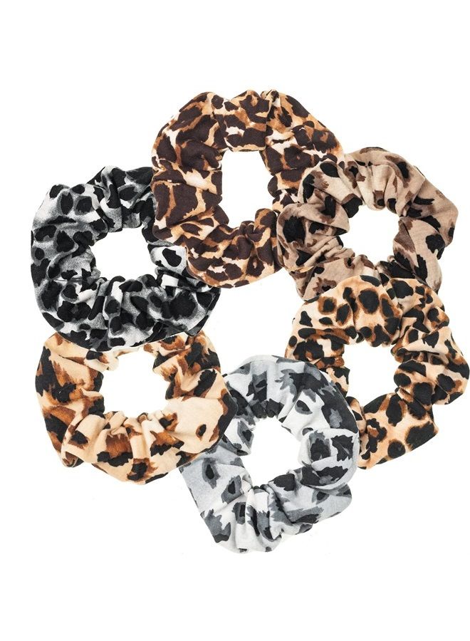 LOOKSEVEN Scrunchies for Hair, Leopard Hair Scrunchies for Women, Bandana Scrunchies, 6PCS Bandana Scrunchy Hair Ties, Scrunchies Hair Ties for Women. (Leopard Print) - Image 1