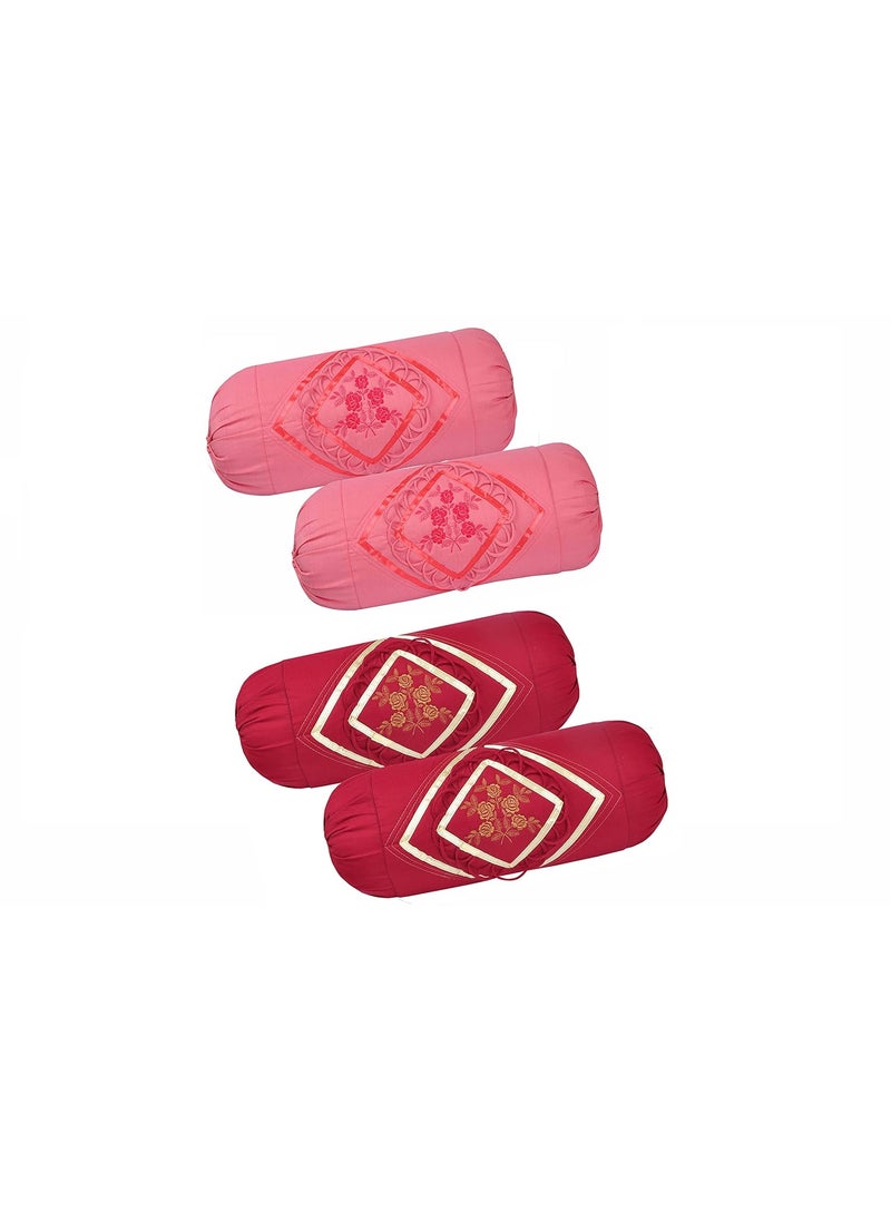 Rj Products RJ Products Set of 4pcs 100 Cotton Embroided Bolster Covers 