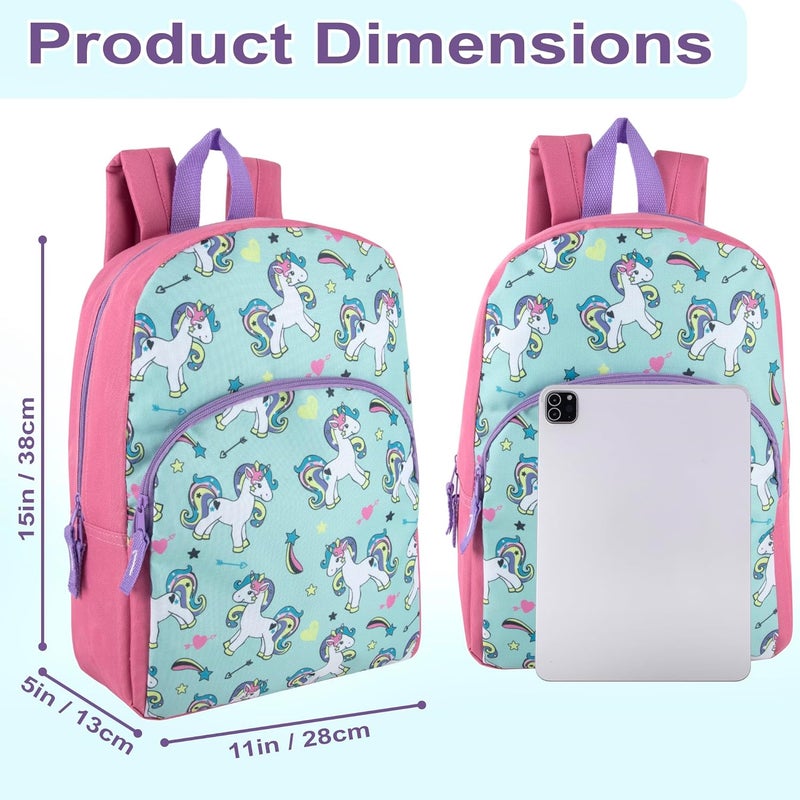 Trailmaker 15 Inch Kids Backpacks for Boys & Girls | Preschool, Kindergarten, Elementary School Backpacks with Adjustable, Padded Straps (Upbeat Unicorns) - Image 5