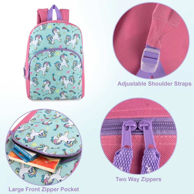 Trailmaker 15 Inch Kids Backpacks for Boys & Girls | Preschool, Kindergarten, Elementary School Backpacks with Adjustable, Padded Straps (Upbeat Unicorns) - Image 2