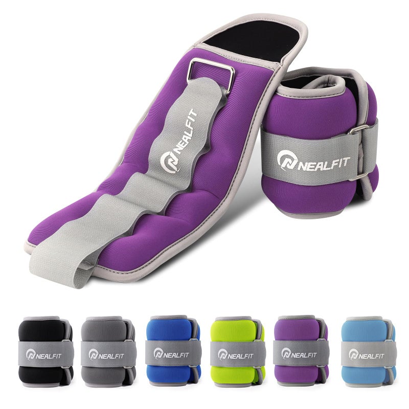 NEALFIT Ankle Weights for Men Women Kids, Leg Arm Wrist Weights with Adjustable Strap for Running, Gymnastics, Aerobics,Gym, Fitness (Purple, 0.5 lb x 2 (1LB Pair)) - Image 1