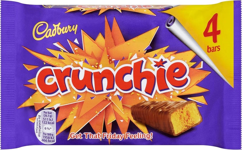 Cadbury Crunchie Chocolate Bars - Pack of 4 (104.4g) with Honeycomb Center - Image 1