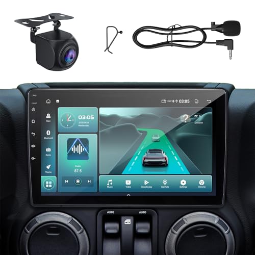 WonVon Upgraded 10" Car Radio Stereo for Jeep Wrangler JK 2007-2018 Dodge Ram 1500 2500 3500 Grand Cherokee, CarPlay/Android Auto/Android 13/2G+64G/GPS Navigation/Backup Camera,Built in Cooling Fan - Image 1