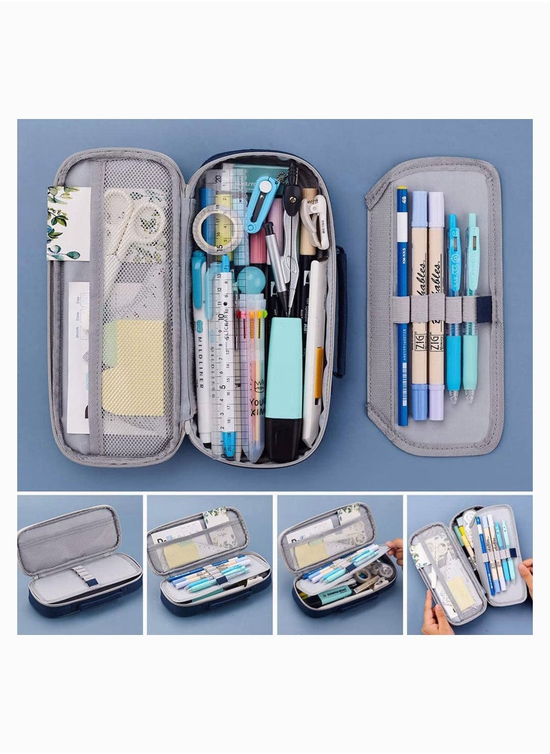 Y&D - Pencil Case, Medium Capacity Bag Cute Pouch with Zippers Stationery Organizer Storage Office School Gift for College Student Teen Girl Women Adult -Navy Blue - Image 1