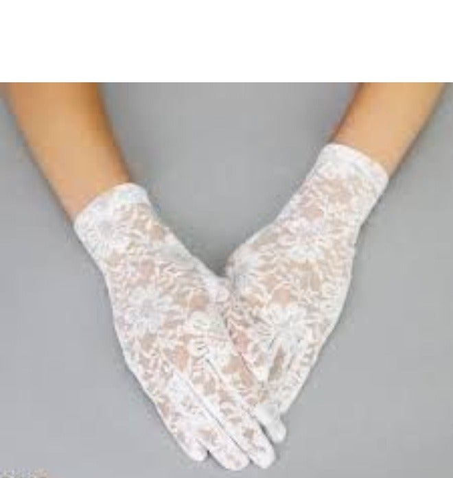 White Lace Women’s Gloves, Elegant Bridal Wedding & Party Design