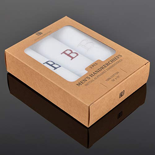 boxed-gifts Monogrammed Handkerchiefs for Men - Soft Hankies for Men + Great Monogrammed Gifts - Intial B - Image 5