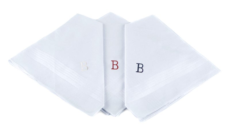 boxed-gifts Monogrammed Handkerchiefs for Men - Soft Hankies for Men + Great Monogrammed Gifts - Intial B - Image 1