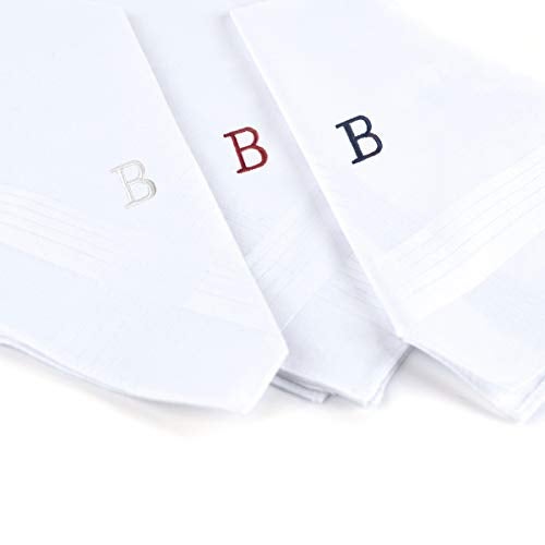 boxed-gifts Monogrammed Handkerchiefs for Men - Soft Hankies for Men + Great Monogrammed Gifts - Intial B - Image 2