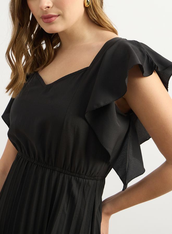 Styli Pleated Ruffle Sleeve Dress  - Image 4