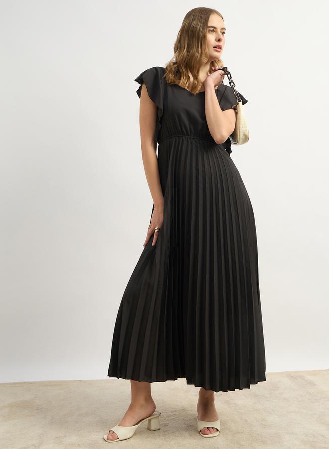 Styli Pleated Ruffle Sleeve Dress  - Image 1