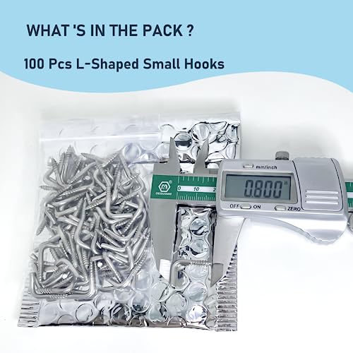 soimuk 304 Stainless Steel 34 in Screwin Hooks 100 Pcs7 Shape Screw HooksSmall Hooks l Shaped Screw in Hooks for Hanging - Image 3
