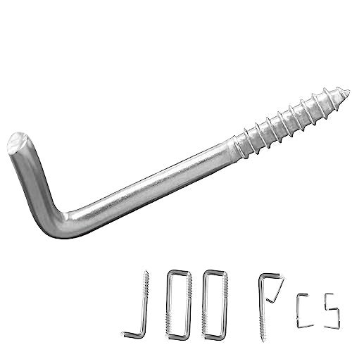soimuk 304 Stainless Steel 34 in Screwin Hooks 100 Pcs7 Shape Screw HooksSmall Hooks l Shaped Screw in Hooks for Hanging - Image 1