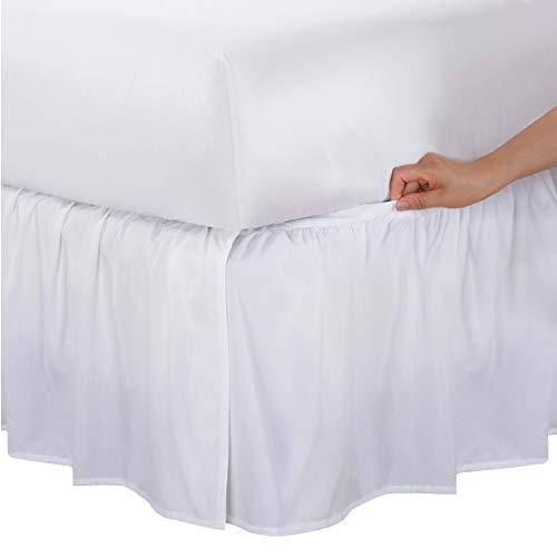 Bed Maker's Bed Maker’s Never Lift Your Mattress Microfiber Wrap-Around Bed Skirt, Gathered Ruffled Style, Classic 14 Inch Drop Length, Twin, White - Image 1
