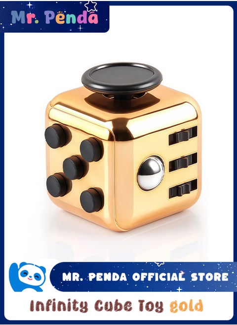 Fidget Cube Toy 3.3cm, Infinity Cube Toy (Gold)