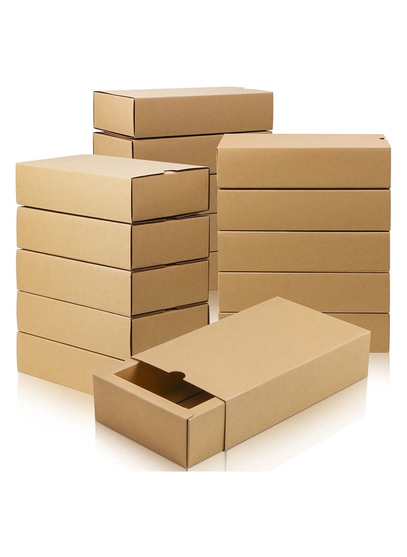 Generic - 12 PCS Rectangle Drawer Kraft Boxes Small Crafts Cardboard Present Boxes Present Packaging Boxes for Party Favor Treats Candy and Jewelry Crafts 33x11x7cm (Brown) - Image 1