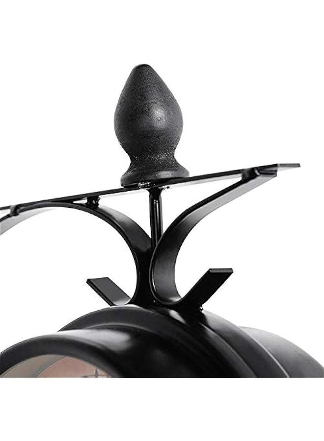 Garden Clocks Outdoor Waterproof, Wrought Iron Vintage Decorative Double-Sided Outdoor Clocks for The Garden Wall Mounted Battery Powered Metal Hanger Outside Clock Coffee Bar Round Station A - Image 5