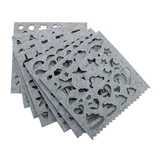 NX Garden 7pcs Woolen Felting Mold Needle Felt Template Set DIY Craft Stencil Applique Mold Felt Beginner Kit Pattern Woolcraft Supply Light Gray Color - Image 2
