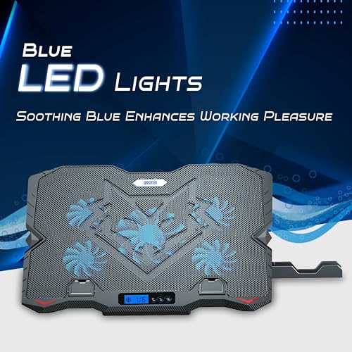 Geonix Gaming Laptop Cooling Pad, LED Lights (1-6 grade), Computer Cooler Stand, 5 Quiet Fans for 15.6-18 Inch Laptops, 5 Stand adjustable point, PC Notebook Heat Dissipation (Black) - Image 3