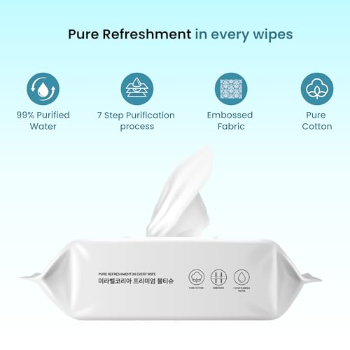 Mirabelle Korea Wet Wipes for Face with Lid - 100 wipes | 99% Pure Water, fragrance free | Makeup Remover Wipes | Hydrating & Refreshing | Korean Skincare | All Skin Types | Baby & Adult Safe - Image 3