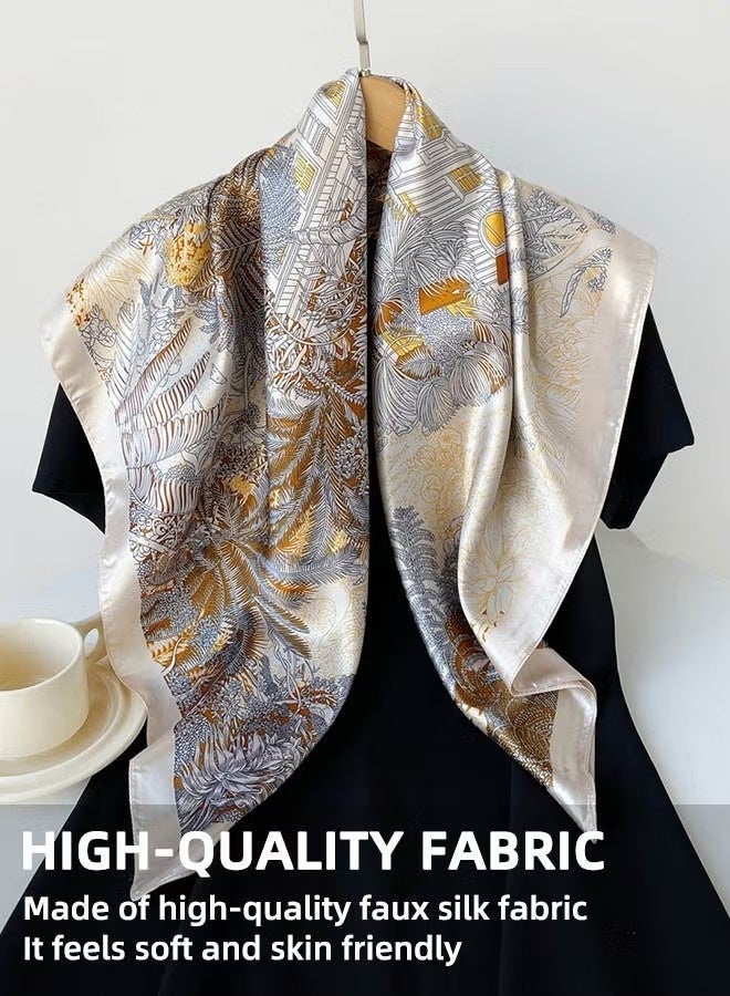Silk Like Head Scarf For Women Satin Printed Bandana For Hair Wrapping Fashion Accessory 35 Inch Square Hair Scarf - Image 5
