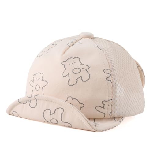 Peecabe Baby Baseball Cap Toddler Infant Boys Girls Sun Hat Breathable Cute Hats for Spring Summer 6M-3T (US, Age, 6 Months, 24 Months, A-Beige Bear) - Image 1