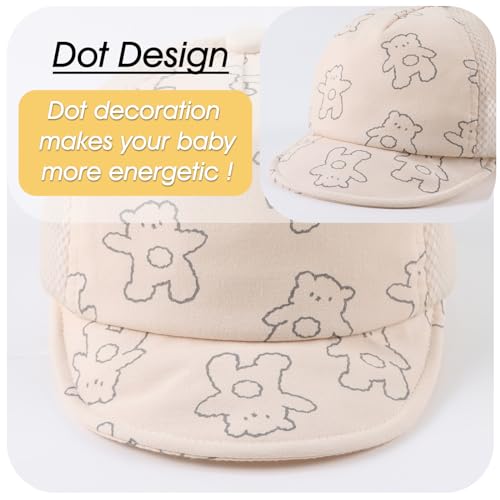 Peecabe Baby Baseball Cap Toddler Infant Boys Girls Sun Hat Breathable Cute Hats for Spring Summer 6M-3T (US, Age, 6 Months, 24 Months, A-Beige Bear) - Image 3