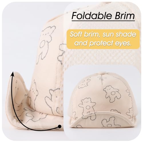 Peecabe Baby Baseball Cap Toddler Infant Boys Girls Sun Hat Breathable Cute Hats for Spring Summer 6M-3T (US, Age, 6 Months, 24 Months, A-Beige Bear) - Image 2