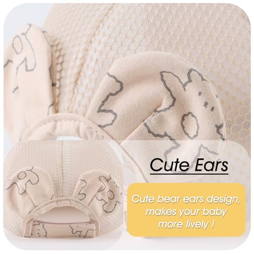 Peecabe Baby Baseball Cap Toddler Infant Boys Girls Sun Hat Breathable Cute Hats for Spring Summer 6M-3T (US, Age, 6 Months, 24 Months, A-Beige Bear) - Image 4