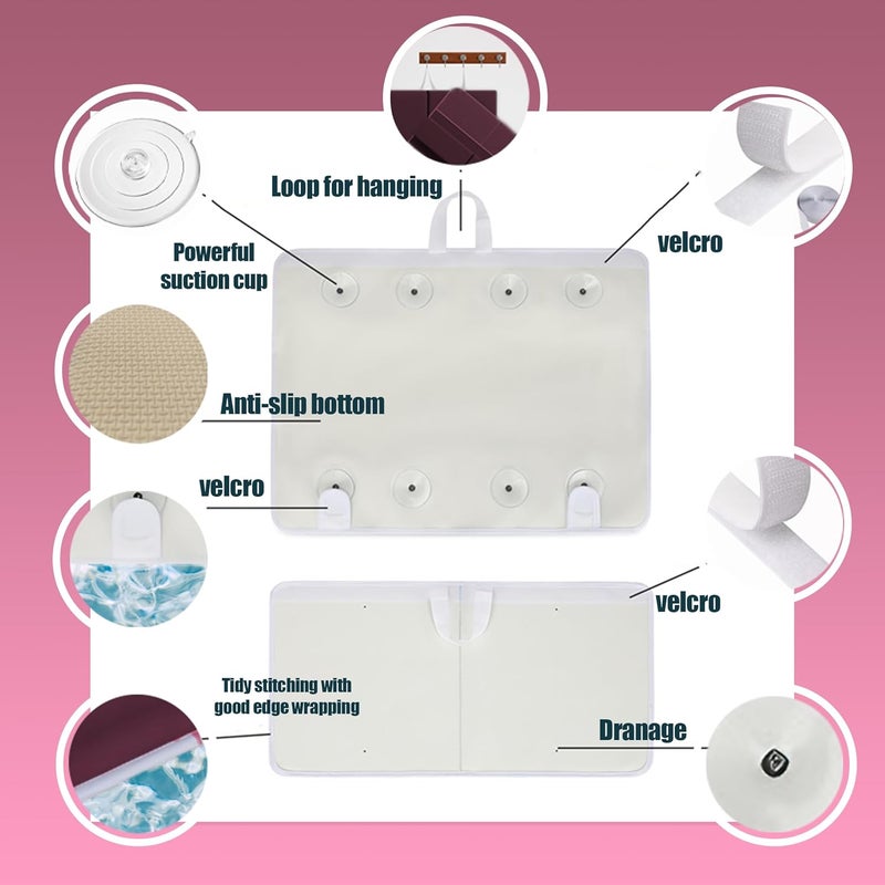 Supa Ant Baby Bath Kneeler and Elbow Rest Pad –Mom’s Choice Award Winner –US-Designed Extra Thick Bathtub Kneeling Pad with 8 Suction Cups, 5-Pocket Organizer, Non-Slip, Cushioned, Durable (Bordeaux) - Image 5