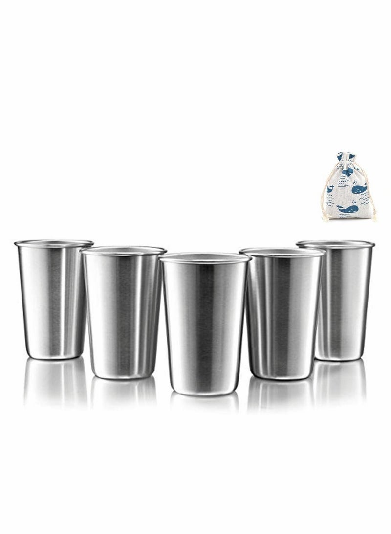 Y&D Premium Stainless Steel Cups - 16 Ounce Pint Cup Tumblers Eco-Friendly, BPA Free (5 Pack)  - Image 1