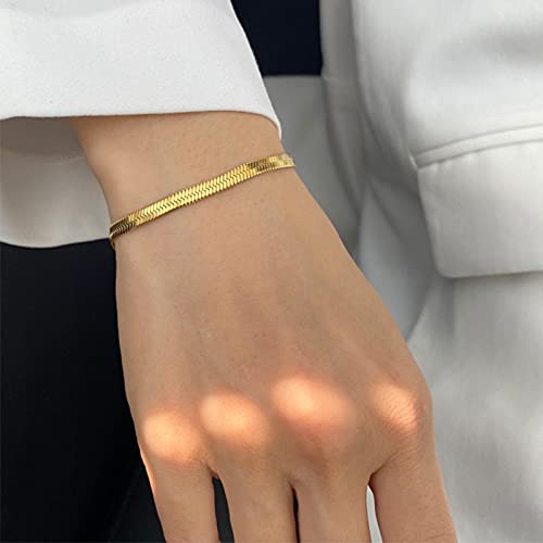 MEENAZ Bracelet for Women and Girls Charm Bracelets for Women | Gold Plated Stainless Steel Western Chain Bracelet | Anniversary Gift for Wife Valentine Gift for Girls Anti tarnish jewellery golden - Image 2