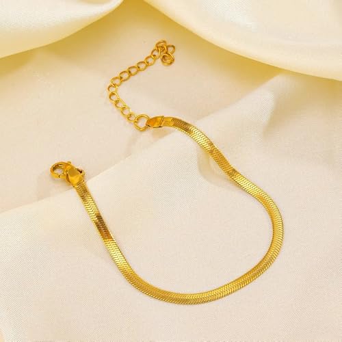 MEENAZ Bracelet for Women and Girls Charm Bracelets for Women | Gold Plated Stainless Steel Western Chain Bracelet | Anniversary Gift for Wife Valentine Gift for Girls Anti tarnish jewellery golden - Image 4
