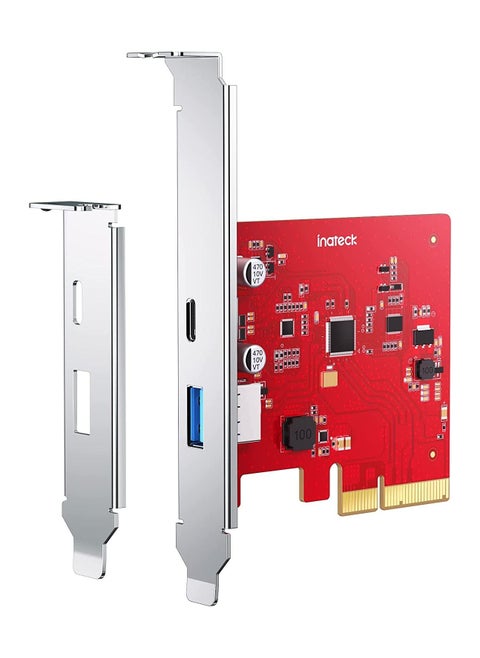 Inateck PCIe to USB 3.2 Gen 2 Card with 16 Gbps Bandwidth, USB A and USB C Ports, with Standard and Low Profile Brackets, RedComets U28