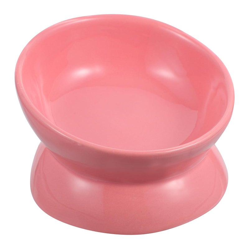 Ceramic Elevated Cat Food Bowl Slanted Feeder With High Base For Kittens Random Color - Image 2