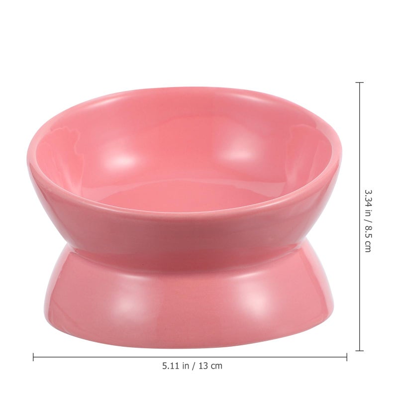 Ceramic Elevated Cat Food Bowl Slanted Feeder With High Base For Kittens Random Color - Image 3
