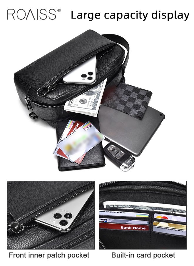 Large Capacity Business Clutch Bag for Men Soft Leather Retro Trendy Commute Handbag Men's Upgraded Version Mobile Phone Bag Storage Bags Ideal for Gift for Father's Day or Valentines