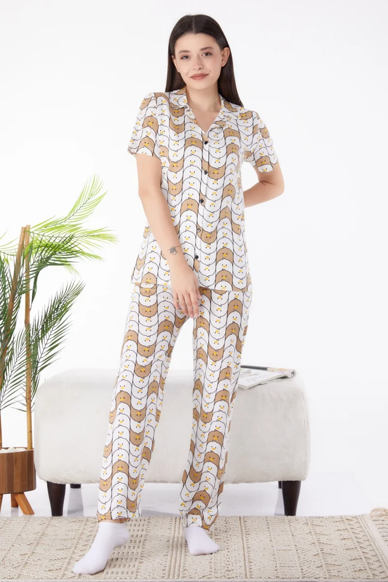 Tofisa Plain Shirt Collar Women's Mink Pajama Set - 25265