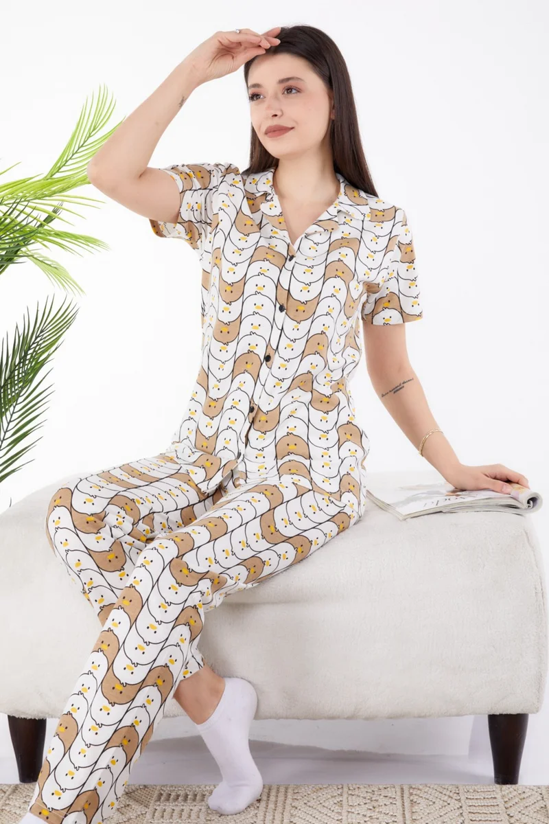 Tofisa Plain Shirt Collar Women's Mink Pajama Set - 25265