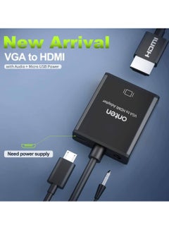 محول VGA إلى HDMI، Onten 1080P VGA إلى HDMI (ذكر إلى أنثى) للكمبيوتر وسطح المكتب والكمبيوتر المحمول والكمبيوتر الشخصي والشاشة وجهاز العرض والتلفزيون عالي الدقة مع كابل صوت وكابل USB (أسود) - pzsku/Z2BC883C1E93921A8FD96Z/45/_/1701100470/a472a013-ba73-4567-b936-450fd0255c89