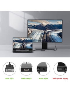 محول VGA إلى HDMI، Onten 1080P VGA إلى HDMI (ذكر إلى أنثى) للكمبيوتر وسطح المكتب والكمبيوتر المحمول والكمبيوتر الشخصي والشاشة وجهاز العرض والتلفزيون عالي الدقة مع كابل صوت وكابل USB (أسود) - pzsku/Z2BC883C1E93921A8FD96Z/45/_/1701100471/0f234cfb-1d4b-4671-ab2e-4c5d09ccaef5