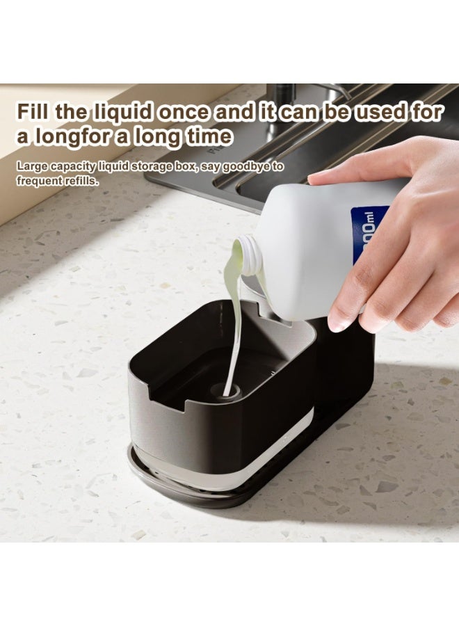 HASHONE مجموعة موزع صابون لليدين والأطباق لحوض المطبخ، موزع بمضخة مزدوجة مع حامل إسفنجة، رف مناشف، ومنظم لسطح العمل - Image 5