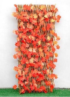 HOME TASTE Home Taste Expandable Bamboo Garden Fence With Artificial Green Ivy Leaves Decorative Privacy Fence For Indoor And Outdoor Use Telescopic Simulation Fence With Faux Ivy (Orange Fence)Or 