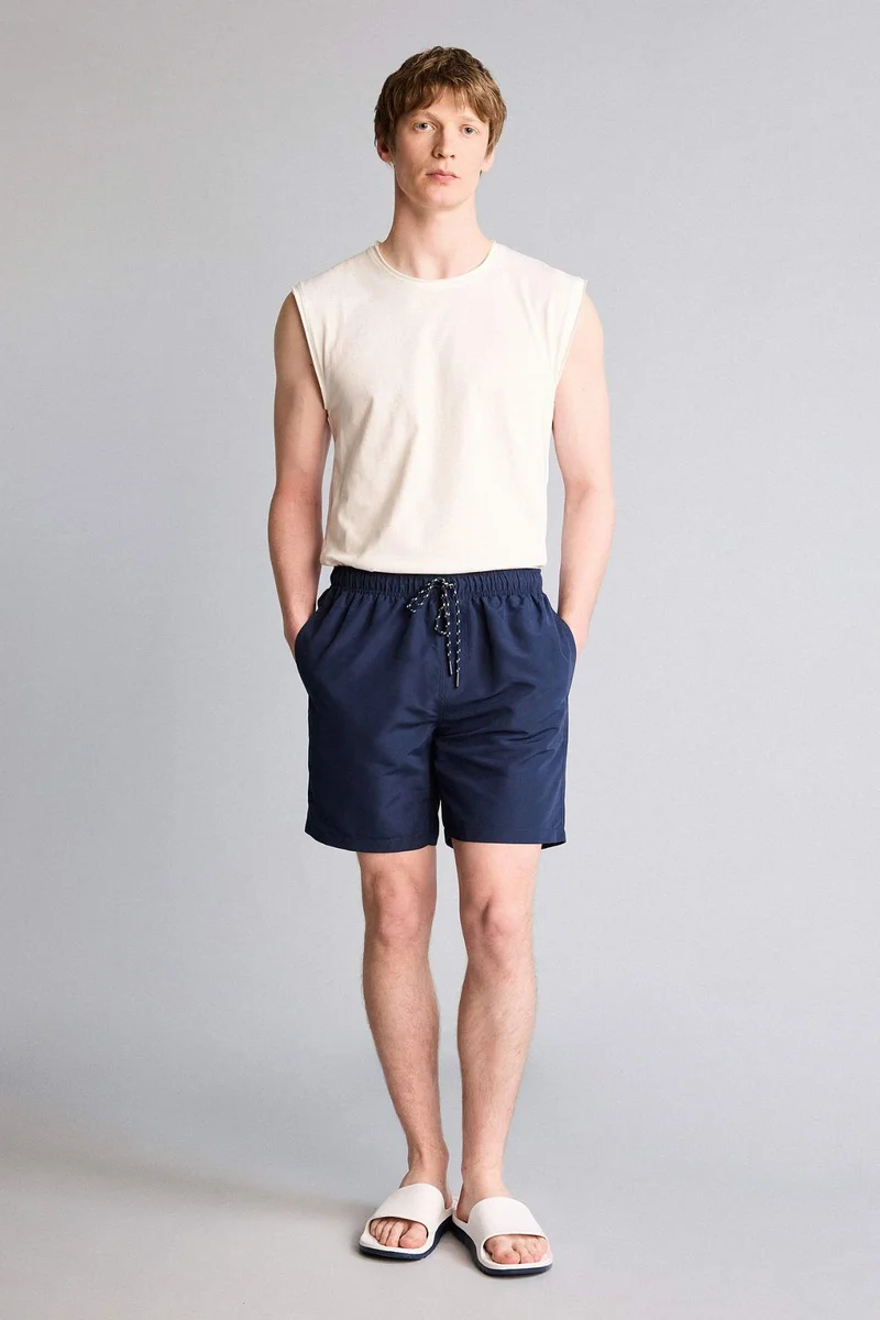 ديفاكتو Regular Fit Mesh Lined Knee Length Swim Shorts
