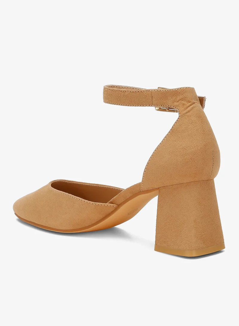 London Rag Beige Microfiber Block Heel Sandals in Beige for Women | Best Price UAE