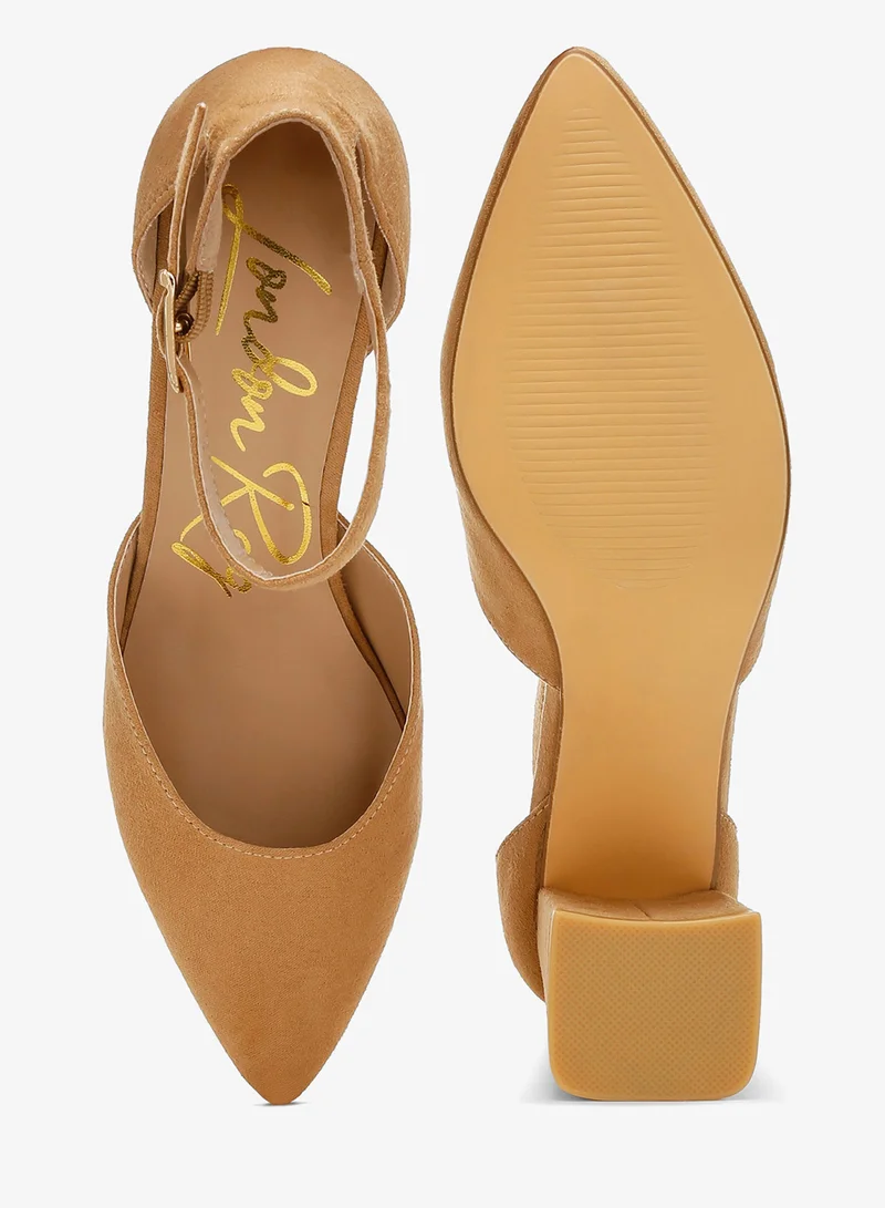 London Rag Beige Microfiber Block Heel Sandals in Beige for Women | Best Price UAE