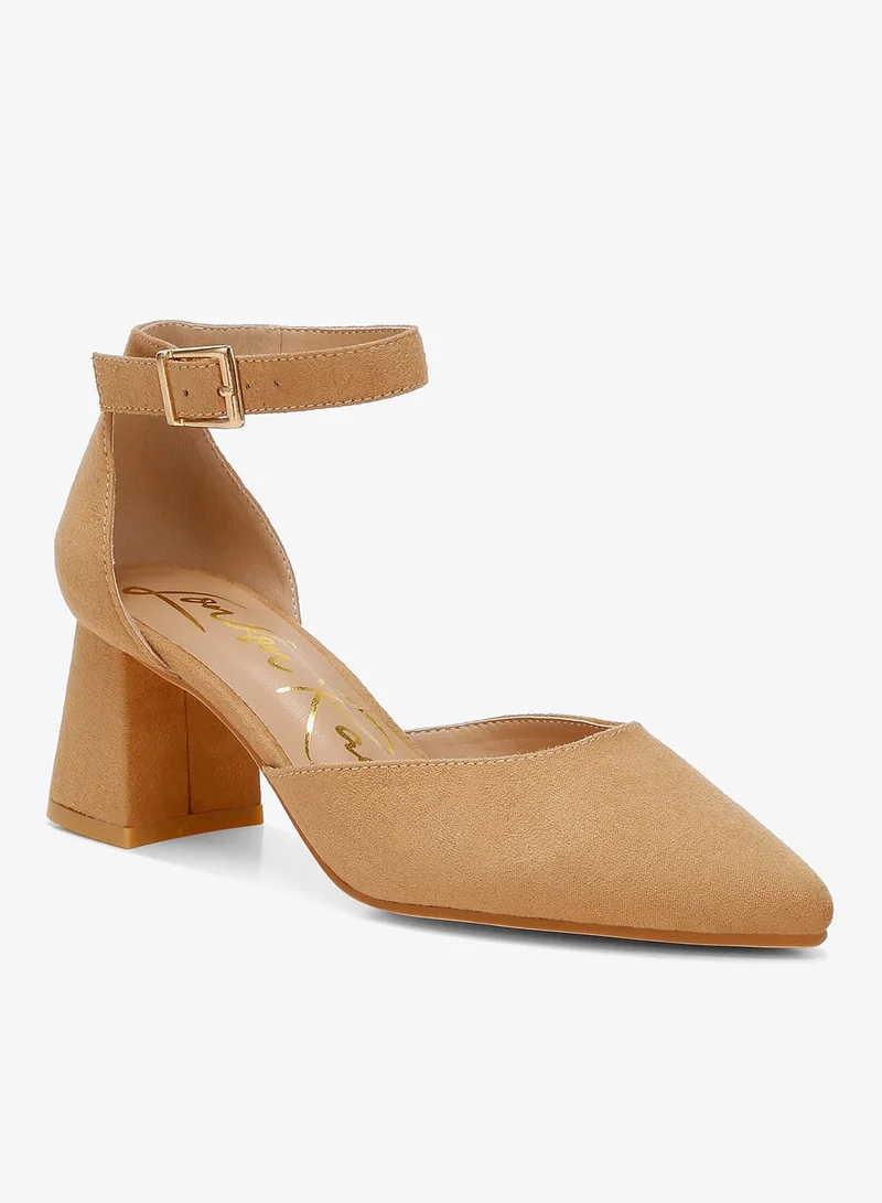 London Rag Beige Microfiber Block Heel Sandals in Beige for Women | Best Price UAE