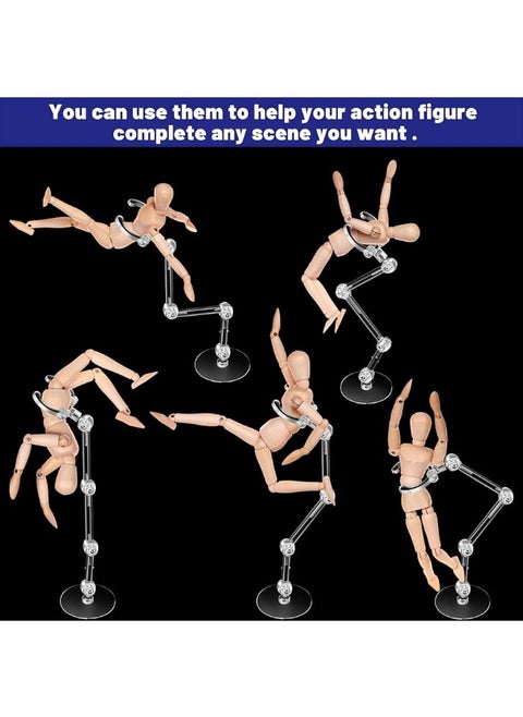 Jetec 12 Pieces Action Figure Stand Doll Stands Display Holders Action Figure Display Holder Doll Mini Display Stand Doll Support Frame Compatible with HG RG SD SHF Gundam 1/144 Toy, Transparent